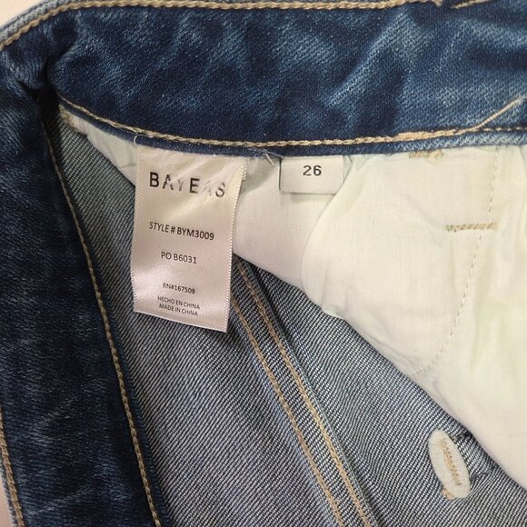 Bayeas Womens 26W Stretch Mom Jeans Distressed Style Size Blue Denim New Tags - Picture 4 of 8